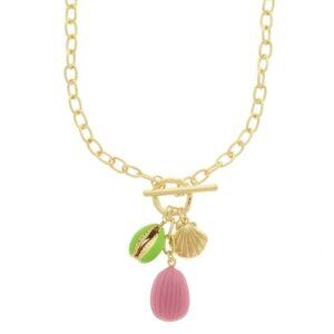 Seashell Theme Enamel Charm Necklace